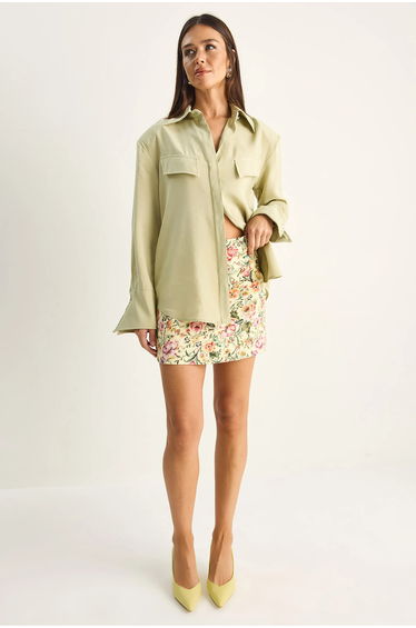 LUCCI Women's Regular-fit Woven Crepe Shirt