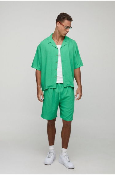 Tall Relaxed Fit Linen Revere Shirt & Short Set