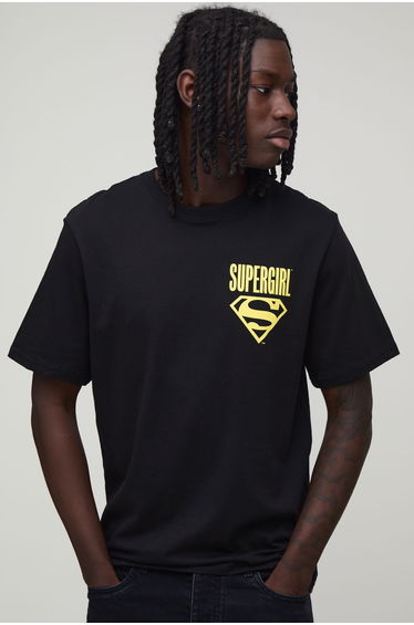 Regular Supergirl License Print T-shirt - black