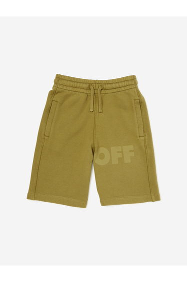 Off-White Boys Garment Dyed Sweatshorts in Green