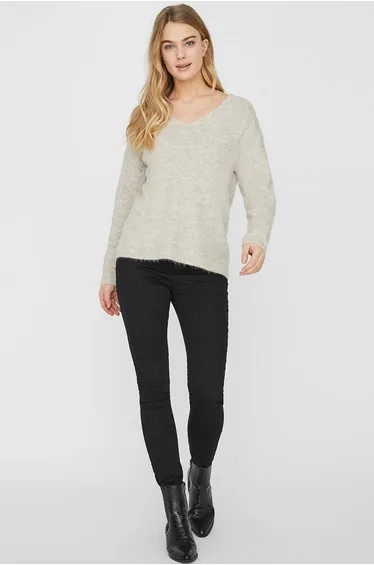Textured Knit Jumper/Sweater with V-Neck
