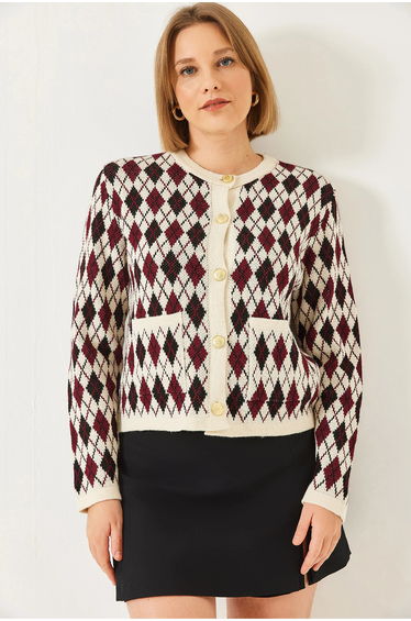 LUCCI Jacquard Knitwear Cardigan with Pockets