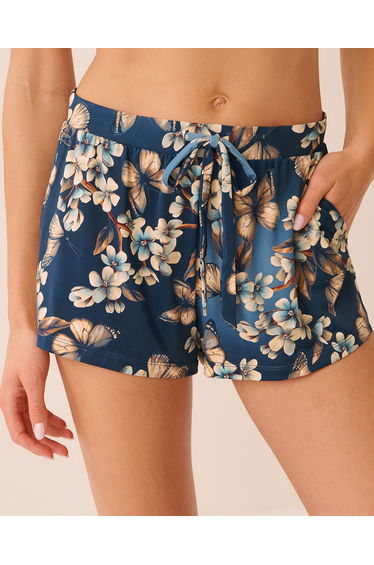 Butterfly Garden Print Pajama Shorts