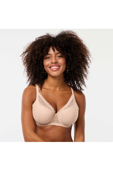 Full-coverage lace demi-cup bra PINK