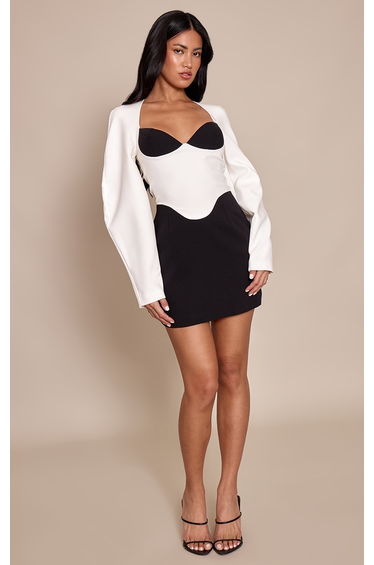 Monochrome Contrast Cocoon Sleeve Dress