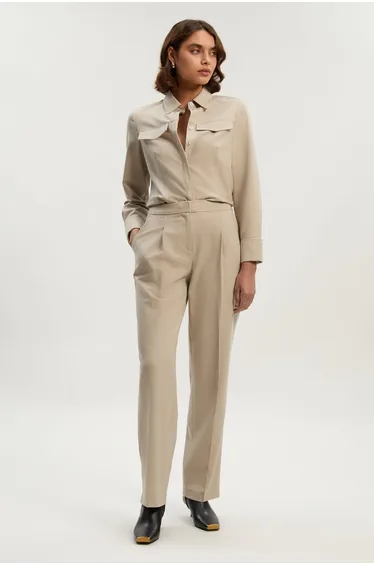 Viscose Blend Tailored Tapered Leg Trouser