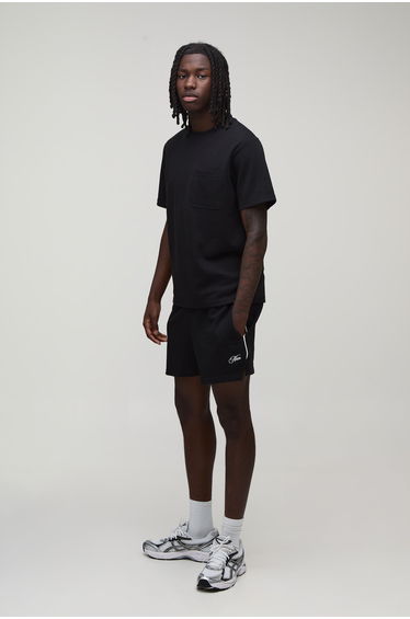 Contrast Drawcord Racer Short - black