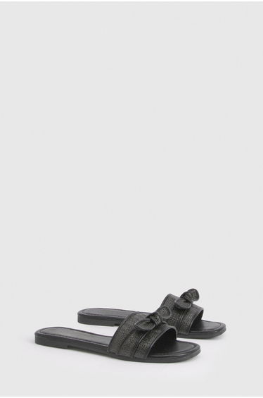 Contrast Bow Detail Sliders - black