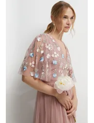 Meadow Floral Embroidered V Neck Bridesmaids Dress - 1