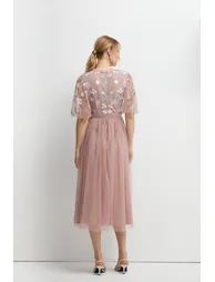 Meadow Floral Embroidered V Neck Bridesmaids Dress - 3