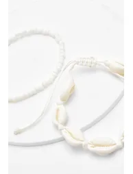 Shell & Bead Anklet Pack - cream - 1
