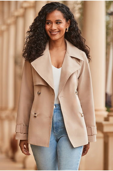 Stone Trench Coat With Pockets