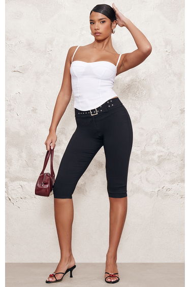White Curved Hem Bengaline Corset