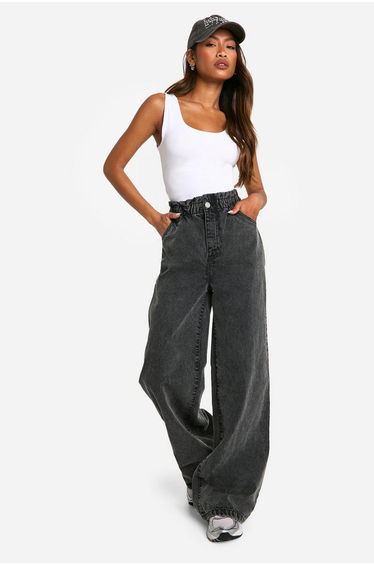 Elasticated Waist Acid Wash Jean
