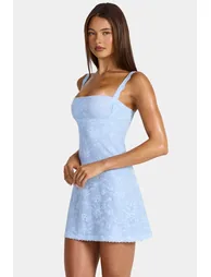 Lace Mini Dress in Arctic Blue - 7