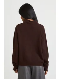 High Neck Button Through Cardigan - chocolate - 2