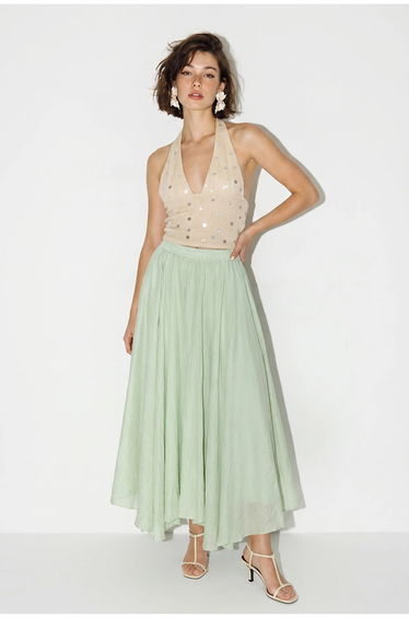 LUCCI High-Waist Maxi A-Line Skirt