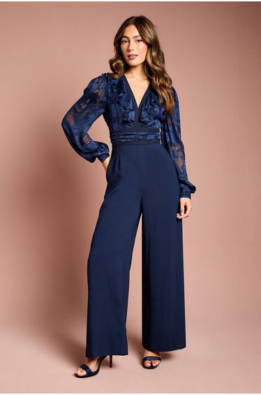 Long Sleeve V Neck 2 in 1 Jumpsuit