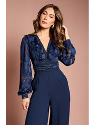 جمبسوت بأكمام طويلة بياقة V - 1