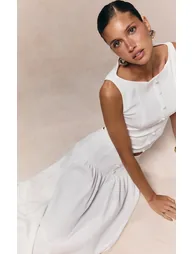 White Woven Button Detail Waistcoat - 1