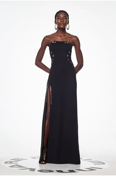 Balbus Chain Split Embellished Maxi Dress