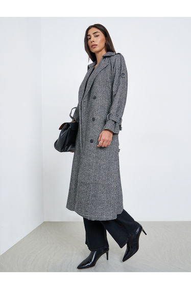 Regular Fit Double Breasted Patterned Coat