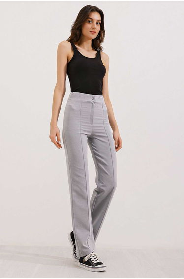 BDART High Waist Straight Leg Crepe Pants with Button Closure