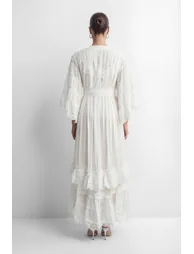 Own Your Power White V-Neck Ruffled Sleeve Maxi Dress - 1