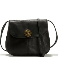 Totally Royal Leather Mini Saddle Handbag with Crossbody/Shoulder Strap