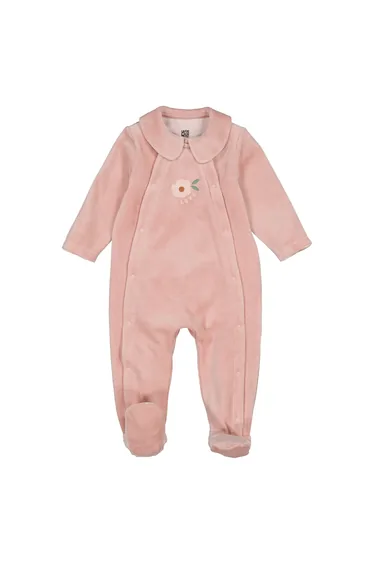 Ribbed Velour Sleepsuit with Peter Pan Collar