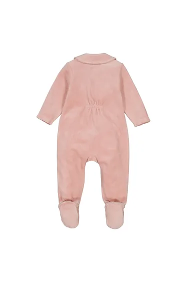 Ribbed Velour Sleepsuit with Peter Pan Collar