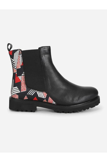 Black Comfortable Lightweight Printed Boots