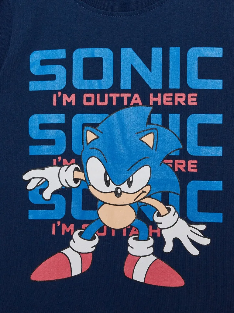 Boys Sonic Print Cotton T-Shirt - 2