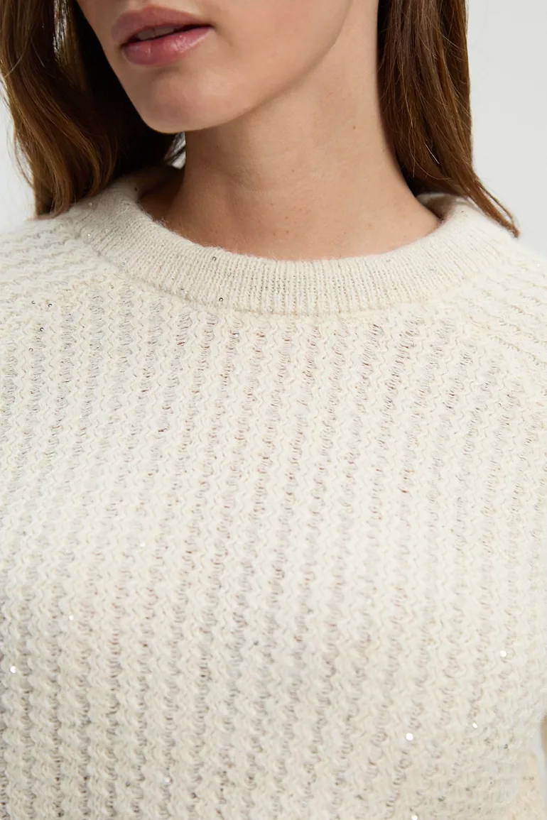Sequin Knit Tie Bow Jumper - 1