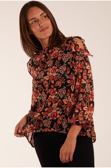 Cold Shoulder Frill Blouse