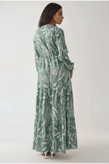 Printed Long Sleeve Viscose Maxi Dress
