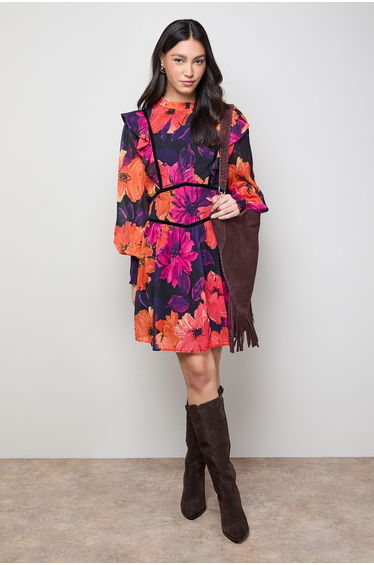 Shirred Detail Fit and Flare Mini Dress