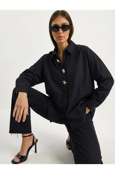 LUCCI Button Detailed Poplin Shirt