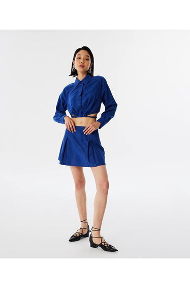 Line pattern mini skirt