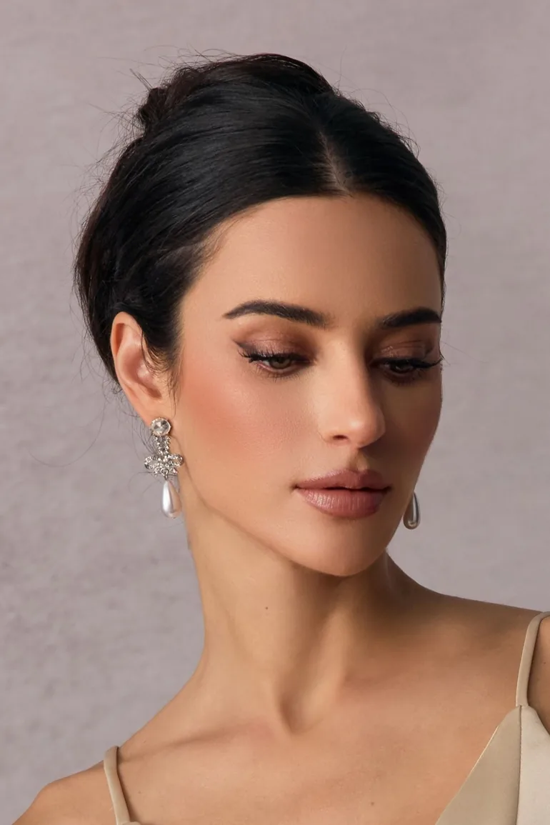 Bow Drop Pearl Earrings