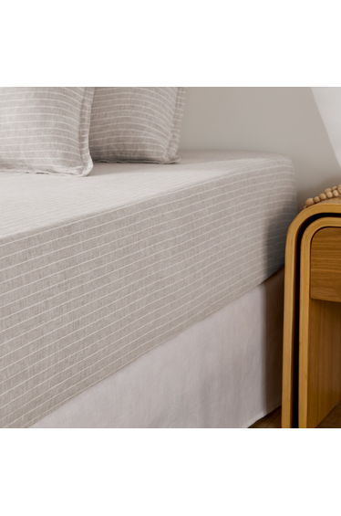 Linot Striped Washed Linen 30cm Flap Fitted Sheet