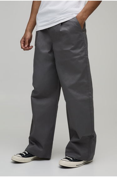 Wide Fit Pleat Front Work 365 Trouser - charcoal