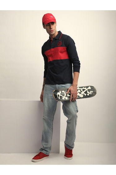 Men Color Block Regular Fit Polo