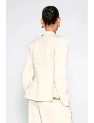 Cinched Waist Peplum Blazer - cream - 1