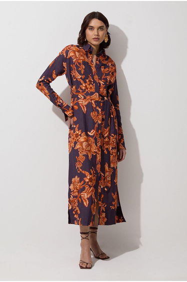 Viscose Linen Woven Shirt Dress