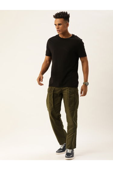 Men Relaxed Fit Cotton Cargo Trousers