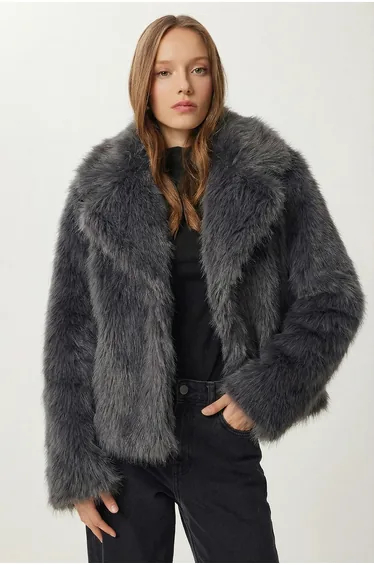 ISTANBUL Faux Fur Shawl Collar Jacket