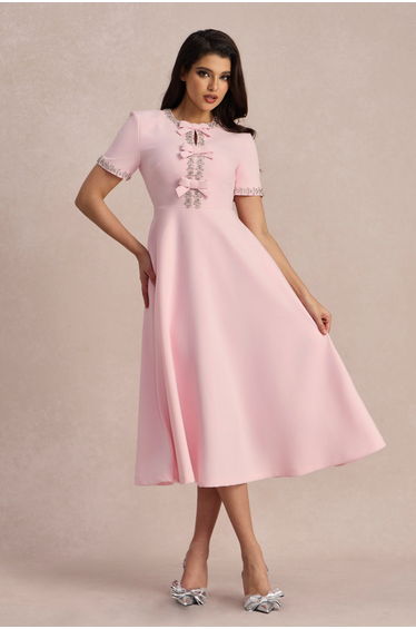 Zoe Bowknot Crystal-embellished Midi Dress