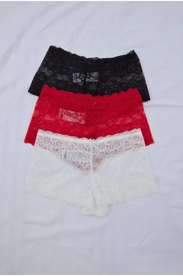 Red-Multicolor 3-Pack Lace Large Size Panties