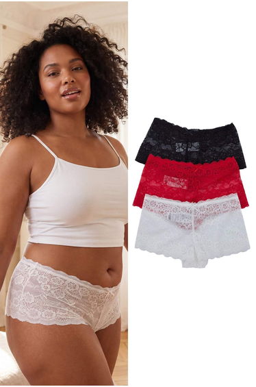 Red-Multicolor 3-Pack Lace Large Size Panties